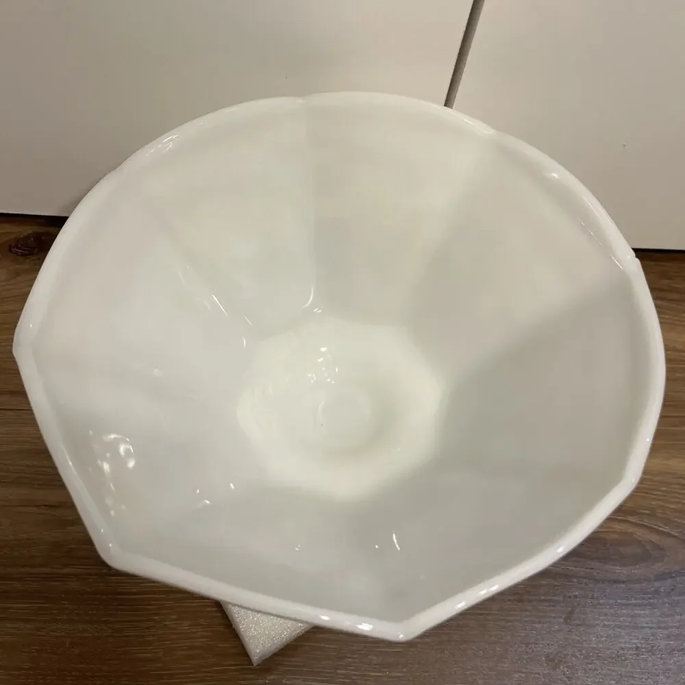Vintage Anchor Hocking Milk Glass Large Footed Serving Bowl mid century  1950s